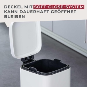 Cos de gunoi FACKELMANN LONDON 4L, Alb mat, Design elegant, Capac cu inchidere moale - Img 5