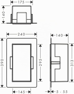 Cos de gunoi incorporabil hansgrohe XtraStoris Rock, inox satinat, 300x150x140mm - Img 5