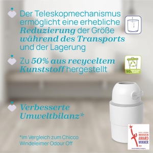 Cos de gunoi pentru scutece Chicco, capacitate 35 scutece, design compact, alb - Img 5