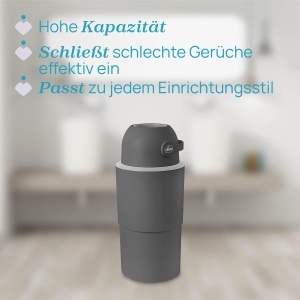 Cos de gunoi pentru scutece Chicco XL, capacitate 45 scutece, compact, gri - Img 2