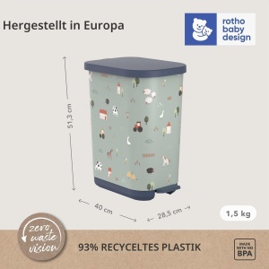 Cos de gunoi pentru scutece Rotho Babydesign YUMA, 40x28.5x51 cm, Alb - Img 8