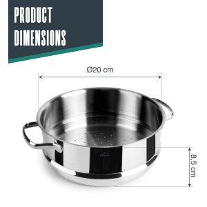 Couscous Lacor 35520 din otel inoxidabil 1810, 20cm, ergonomic - Img 2