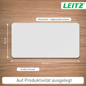 Covoare de birou Leitz 53850085, din piele reciclata, 70 x 36 cm, gri deschis - Img 4