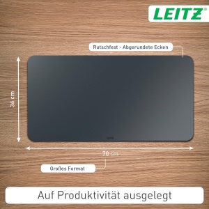 Covoare de birou Leitz 53850089, din piele reciclata, 70 x 36 cm, gri inchis - Img 4