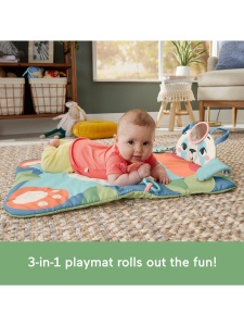 Covor de joaca 3-in-1 Fisher-Price Rolli-Roll Panda, 90 reciclabil, cu jucarie si oglinda - Img 2