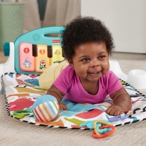 Covor de joaca Fisher-Price HWY53, muzical, pentru bebelusi, albastru, cu 4 moduri de joc - Img 2