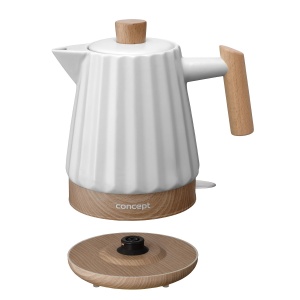 Cratita electrica Birdy RK0090, 1.5 L, 1500 W, alba cu detalii din lemn - Img 3