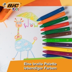 Creion cerat BIC Kids Plastidecor Triangle, 12 culori, bruchsicher, pentru copii - Img 4