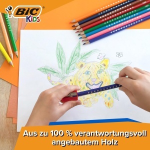 Creion colorat BIC Kids, 36 culori, din lemn responsabil - Img 5