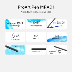 Creion digital ASUS ProArt Pen MPA01 Wacom EMR fara baterie 4096 niveluri de presiune - Img 2