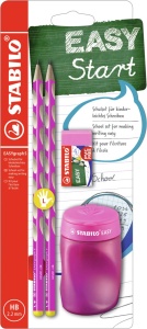 Creion ergonomic STABILO EASYgraph S pentru stangaci, din lemn FSC, cu ascutitor si radiera