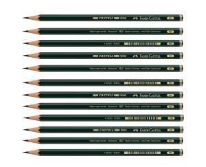 Creion Faber-Castell Castell 9000 HB, set 12 bucati, bruch-protejat