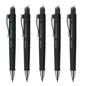 Creion mecanic Faber-Castell Poly Matic 0,7 mm, set 5 bucati, negru