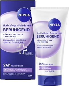 Crema de fata NIVEA Nachtpflege Beruhigend, 50 ml, pentru piele sensibila, cu extract de lemn dulce