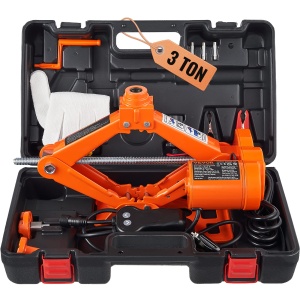 Cric electric VEVOR 3 tone 12V 130-420 mm portabil, portocalie