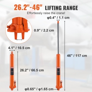 Cric hidraulic cu berbec lung VEVOR, cilindru de ridicare a motorului 3T cu pompa cu un singur piston si baza plata, cric hidraulic pentru sticle de masina pentru ridicari cu motor, macarale de garaj / magazin, ferma etc. - Img 3