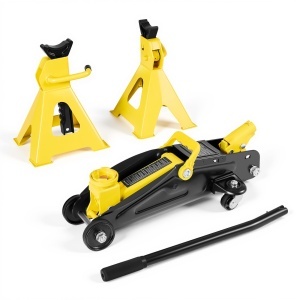 Cric hidraulic VEVOR VL-80020, 2 t, profil jos, galben si negru