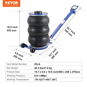 Cric pneumatic auto VEVOR ZG-A, 5 tone, 140-470 mm, albastru - Img 7