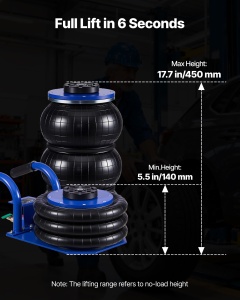 Cric pneumatic VEVOR HR-3B 3 t cu 6 tevi de otel, inaltime max. 45 cm - Img 2
