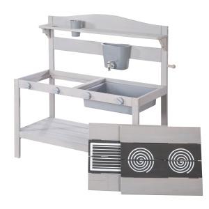 Cucina de joaca pentru copii roba Matschkuche, 88 cm, din lemn, gri - Img 6