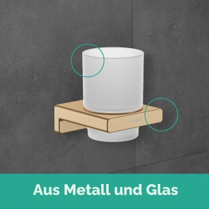 Cupa de dinti hansgrohe AddStoris, din sticla, montare pe perete, cromat - Img 4