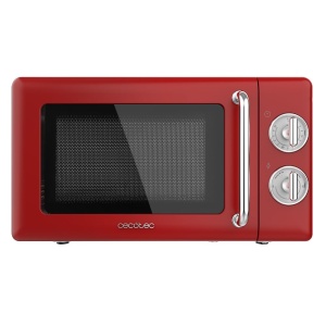 Cuptor cu microunde Cecotec Proclean 3010 mecanic, 20 L, retro, 700 W, 6 nivele, cronometru de pana la 30 de minute, mod dezghetare, design vintage in rosu, finisaj din otel - Img 1