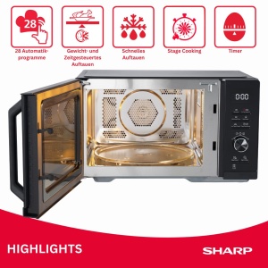 Cuptor cu microunde SHARP RCA271TB 27L 900W cu Grill si Heiluft, Negru - Img 4
