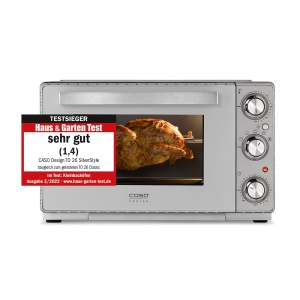 Cuptor electric CASO TO 26 SilverStyle, 26L, 5 functii, inox