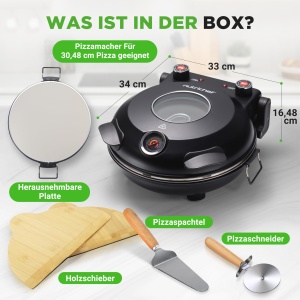 Cuptor electric pentru pizza NutriChef, 1200W, 30cm, negru - Img 7