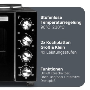 Cuptor Mini ProfiCook PC KK 1302, 32L, 1500W, cu 2 Placi de Gatit - Img 4