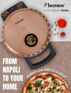 Cuptor pentru pizza Bestron APZ500CO, 320C, cu piatra de cuptor, culoare cupru - Img 2