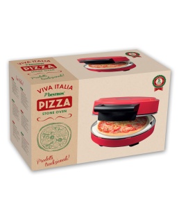 Cuptor pentru pizza Bestron pentru pizza crocanta in 5-10 minute, cuptor electric pentru pizza cu temperatura maxima de pana la 320degC, incl. piatra de argila si 2 spatule mari din lemn, Viva Italia, culoare: rosu - Img 7