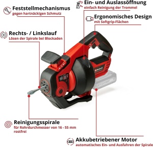 Curatator de tevi Einhell TE-DA 18760, 7.6m, pentru tevi 16-55mm - Img 3
