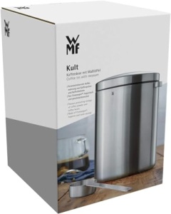 Cutie de cafea cu ceai WMF Kult pentru 500g, cutie din inox cu lingura de masurare, otel inoxidabil Cromargan mat, pentru pudra de cafea si boabe de cafea, poate fi spalata in masina de spalat vase - Img 6