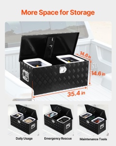 Cutie de unelte din aluminiu VEVOR, 899x370x370 mm, capacitate 40 kg, negru - Img 2