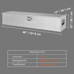 Cutie de unelte VEVOR JL-TB19-3, 177L, aluminiu, 50 kg capacitate - Img 7