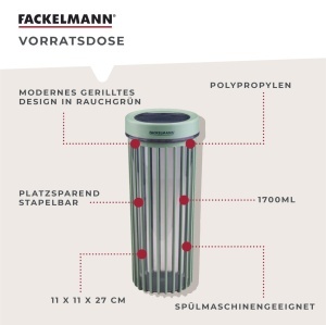 Cutie pentru depozitare Fackelmann 1700ml, transparenta, capac fumuriu, spumant - Img 2