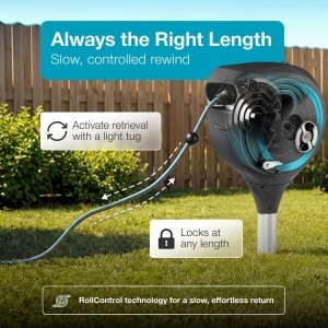 Cutie pentru furtun de gradina Gardena RollUp M, 20 m, turcoaz, cu suport metalic - Img 4