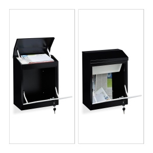 Cutie Postala Mare Relaxdays, Metal, 53 x 43,5 x 26 cm, Negru-Alb, Cu Lacat - Img 6