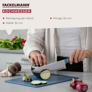 Cutit de Bucatarie Fackelmann 20 cm, Inox, Grip Ergonomic, Culoare Albastra - Img 2