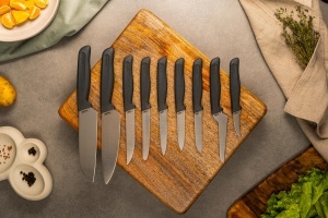Cutit de legume Zyliss 9 cm, otel german, maner din paie de grau, cu protectie lama - Img 13