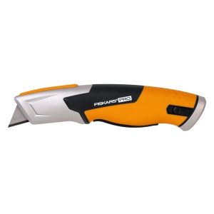 Cutit de lucru Fiskars Pro cu lama retrabila, 17.7 cm, negruorange - Img 1