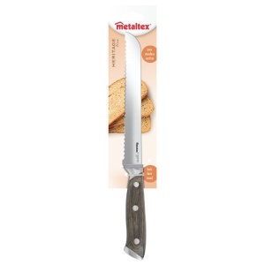 Cutit de paine Metaltex Heritage, lama inox 19 cm, maner din lemn Pakka, rezistent - Img 2