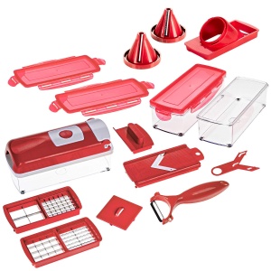 Cutit pentru legume si fructe Genius A80572, plastic, rosu, 22.2 x 10 x 8.19 cm