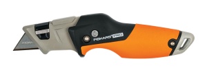 Cutit pliabil universal Fiskars, lungime 17 cm, otel inoxidabil/plastic, negru/portocaliu, CarbonMax, 1027224 - Img 1