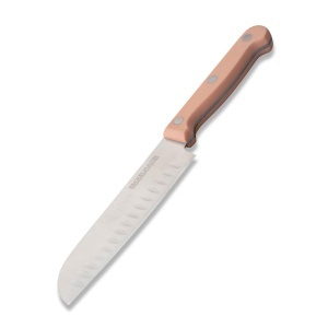 Cutit Santoku Fackelmann 23 cm, lama din otel inoxidabil, maner ergonomic apricot