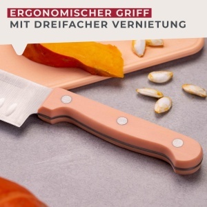 Cutit Santoku Fackelmann 30 cm, lama inox 18 cm, maner ergonomic apricot - Img 3