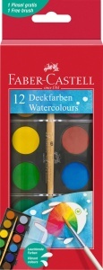 Cutiuta cu acuarele Faber-Castell 12 culori cu pensula