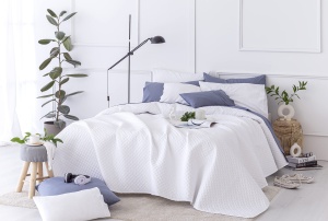 Cuvertura de pat Todocama pique matlasat fin pentru primavara, vara, toamna si iarna 100% plapuma multifunctionala din microfibra extra moale 105-200x260 cm alb - Img 3