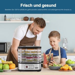 Deshidratator YASHE GGJ-261B cu afisaj LED, control al temperaturii 35-70degC si cronometru de 72 de ore, 5 tavi reglabile pe inaltime, deshidrator de fructe si legume, 240 wati, fara BPA - Img 6